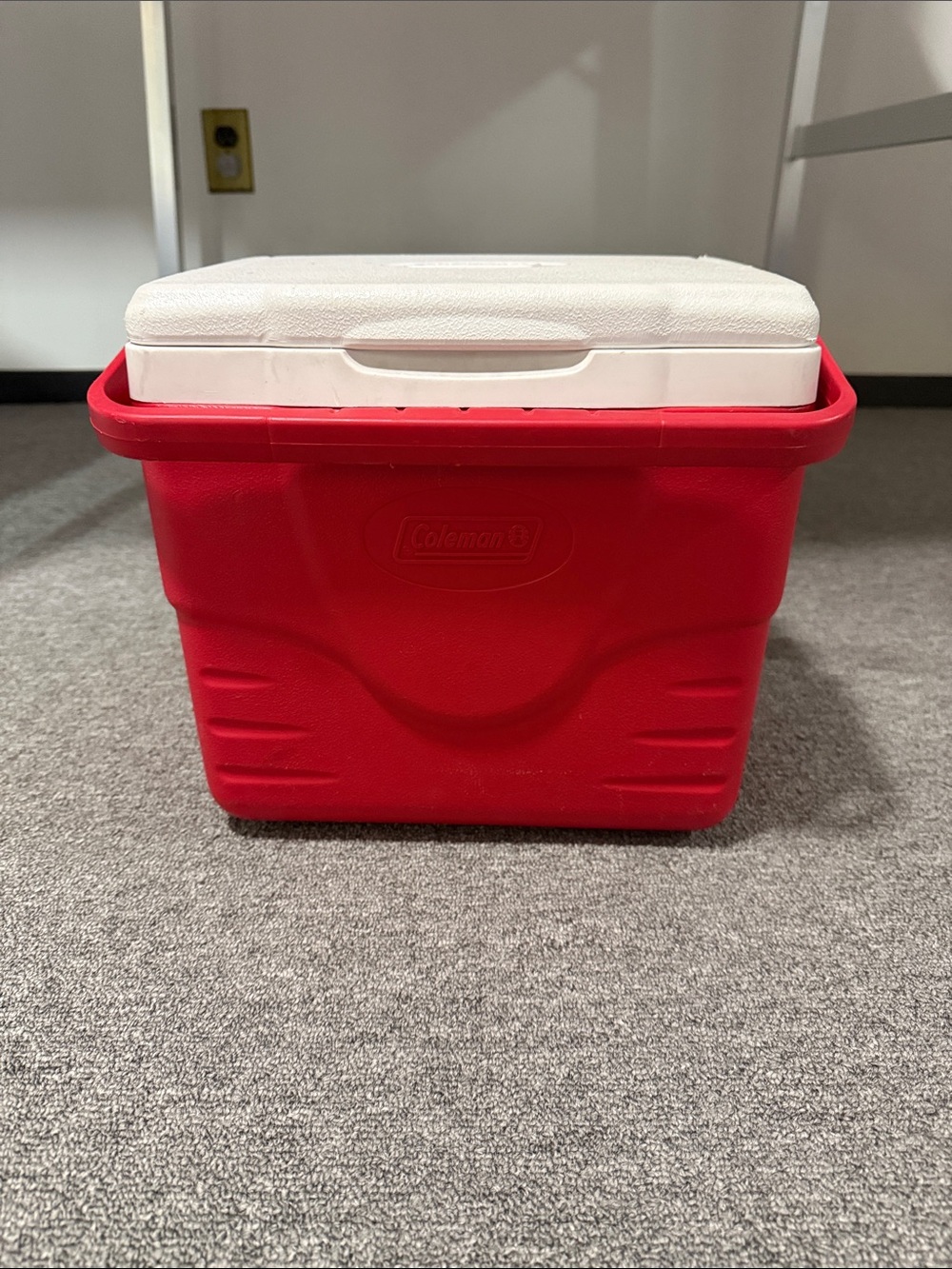 Coleman Red and White Portable Cooler with Carry Handle